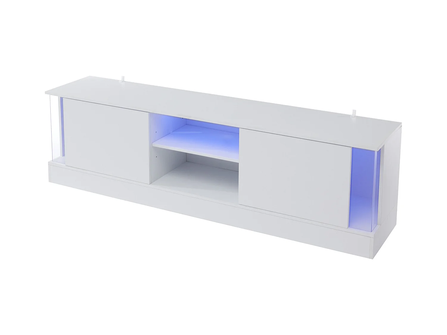 Hochglanz-TV-Schrank - Mit Aufbewahrungsregalen - Mit 2 Türen - Für Fernseher bis 70 Zoll - Weiß