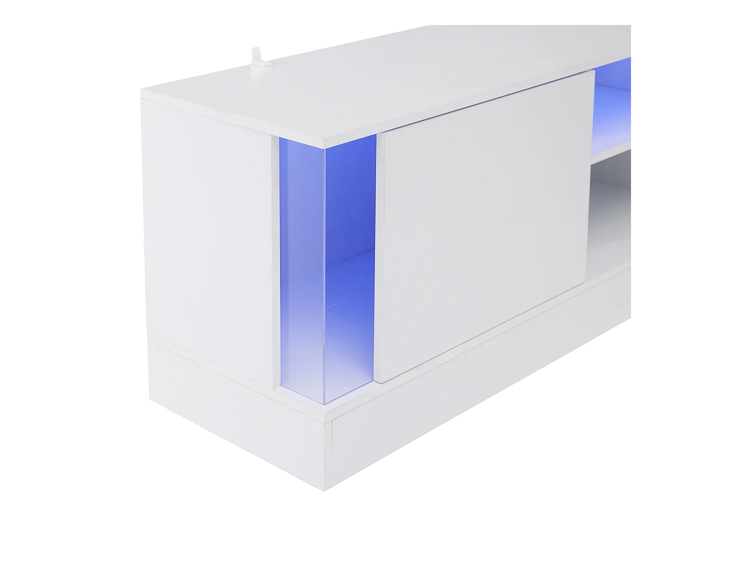 Hochglanz-TV-Schrank - Mit Aufbewahrungsregalen - Mit 2 Türen - Für Fernseher bis 70 Zoll - Weiß