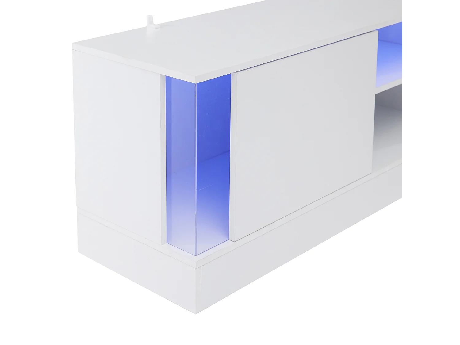 Meuble TV brillant - Avec étagères de rangement - Avec 2 portes - Pour téléviseurs jusqu'à 70" - Blanc