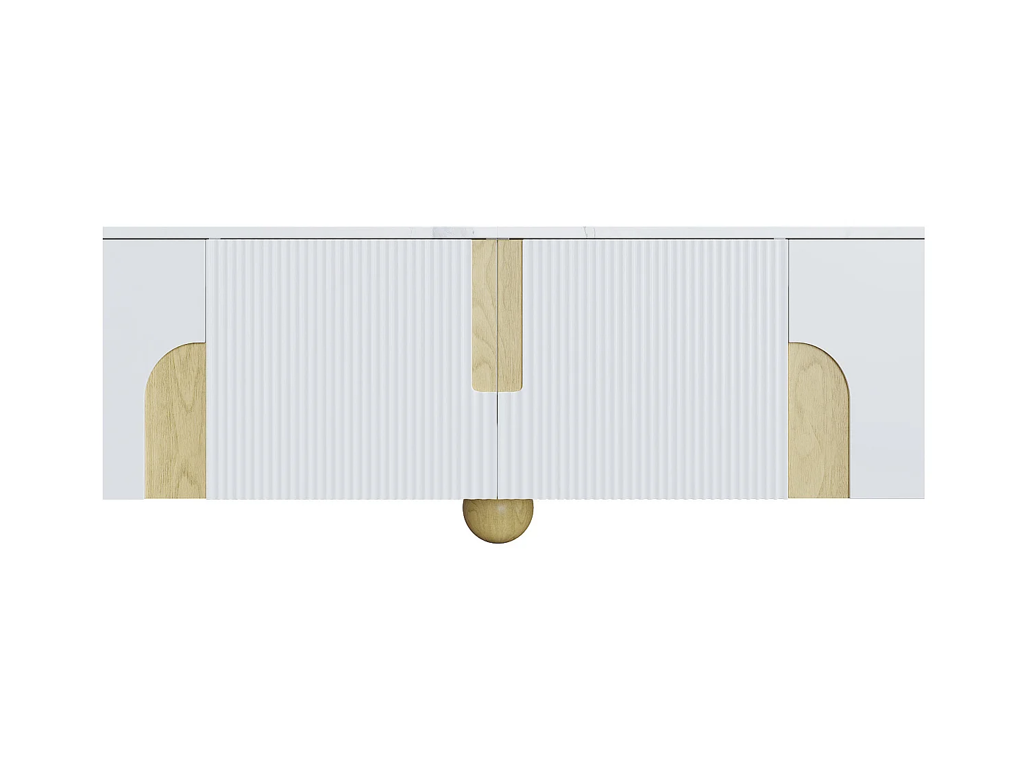 Meuble TV 180x40x44cm - 4 portes - MDF+aggloméré - blanc