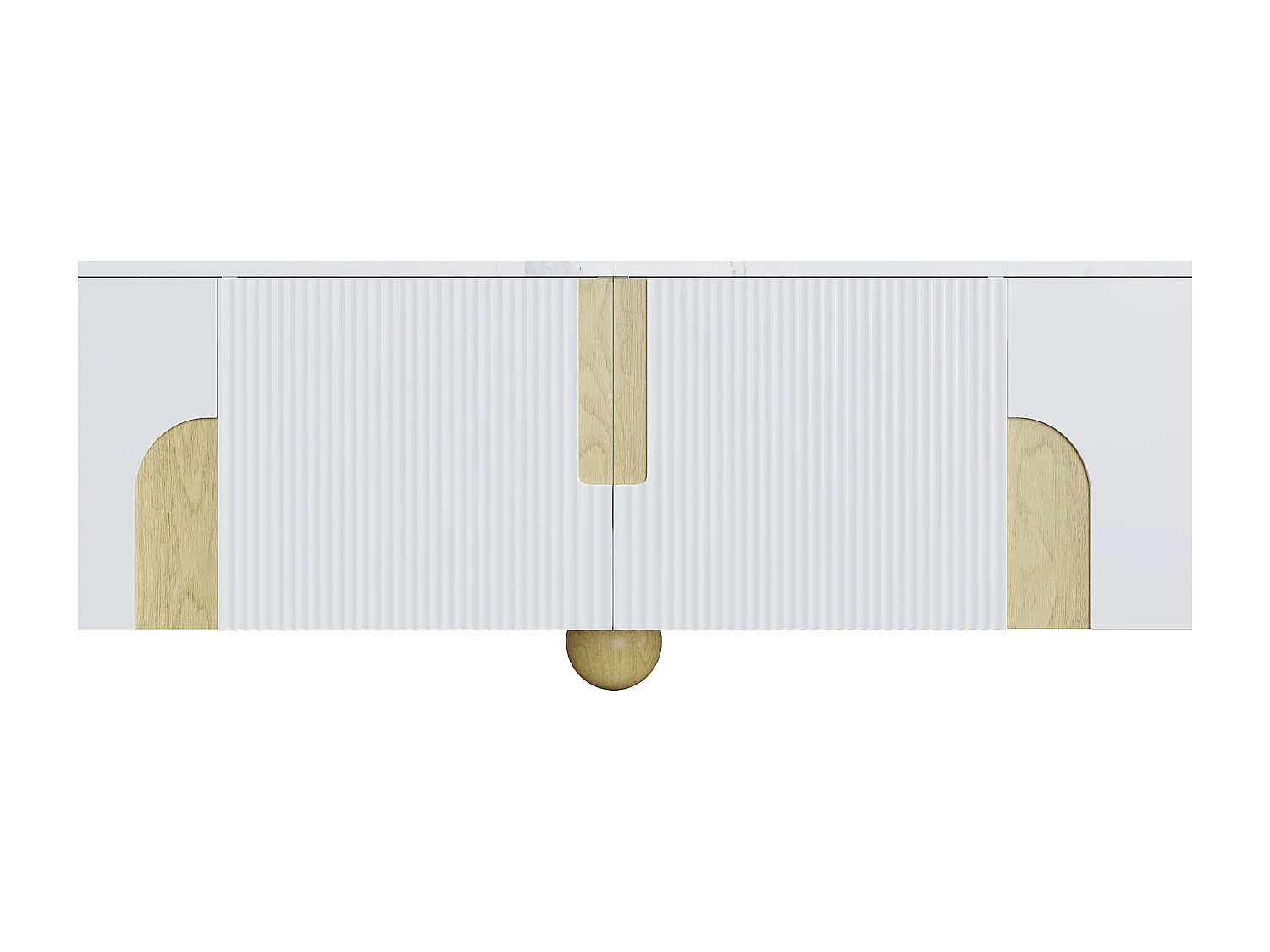 Meuble TV 180x40x44cm - 4 portes - MDF+aggloméré - blanc