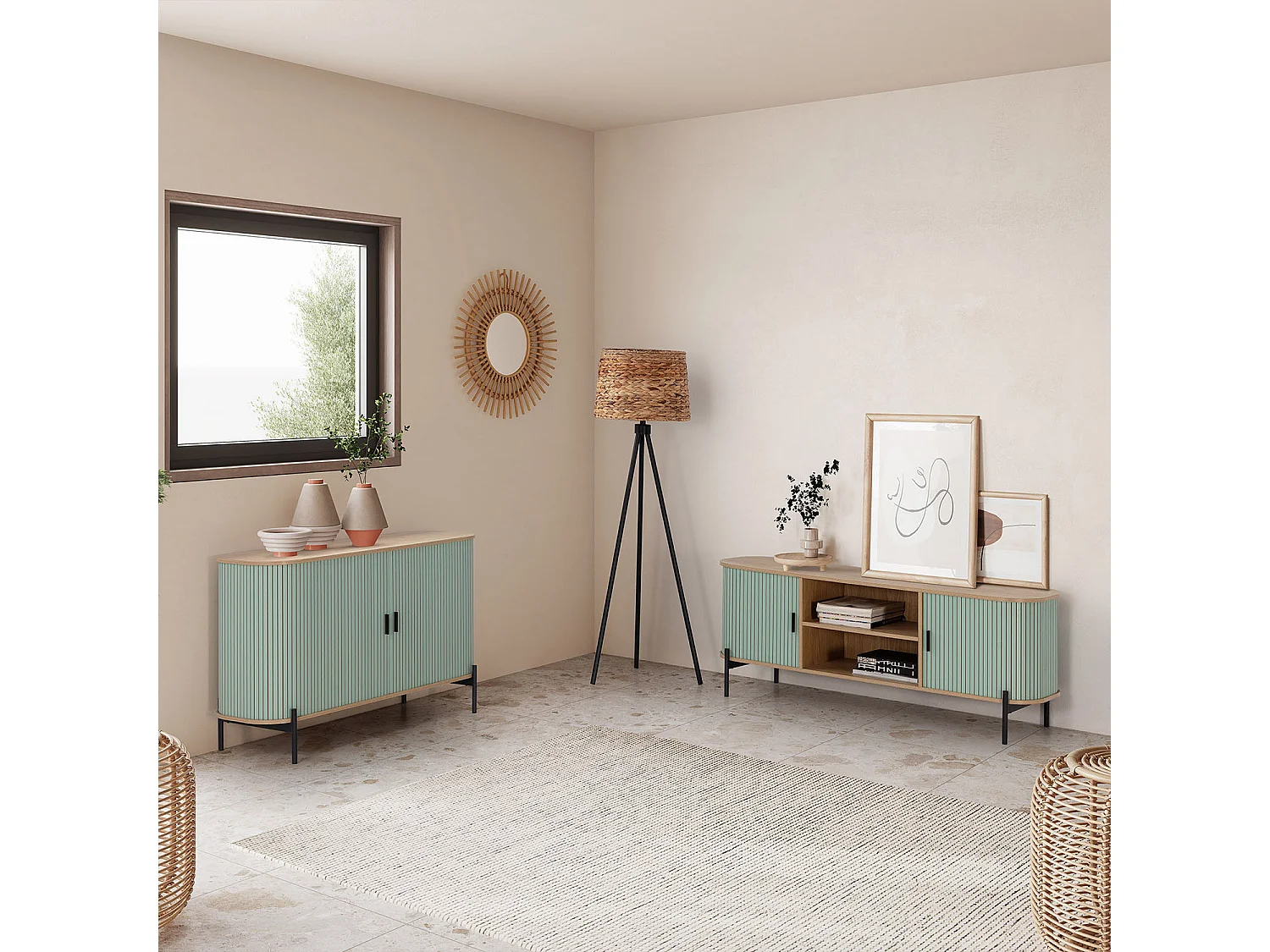 Mueble Tv Mónaco 2 puertas color Azul