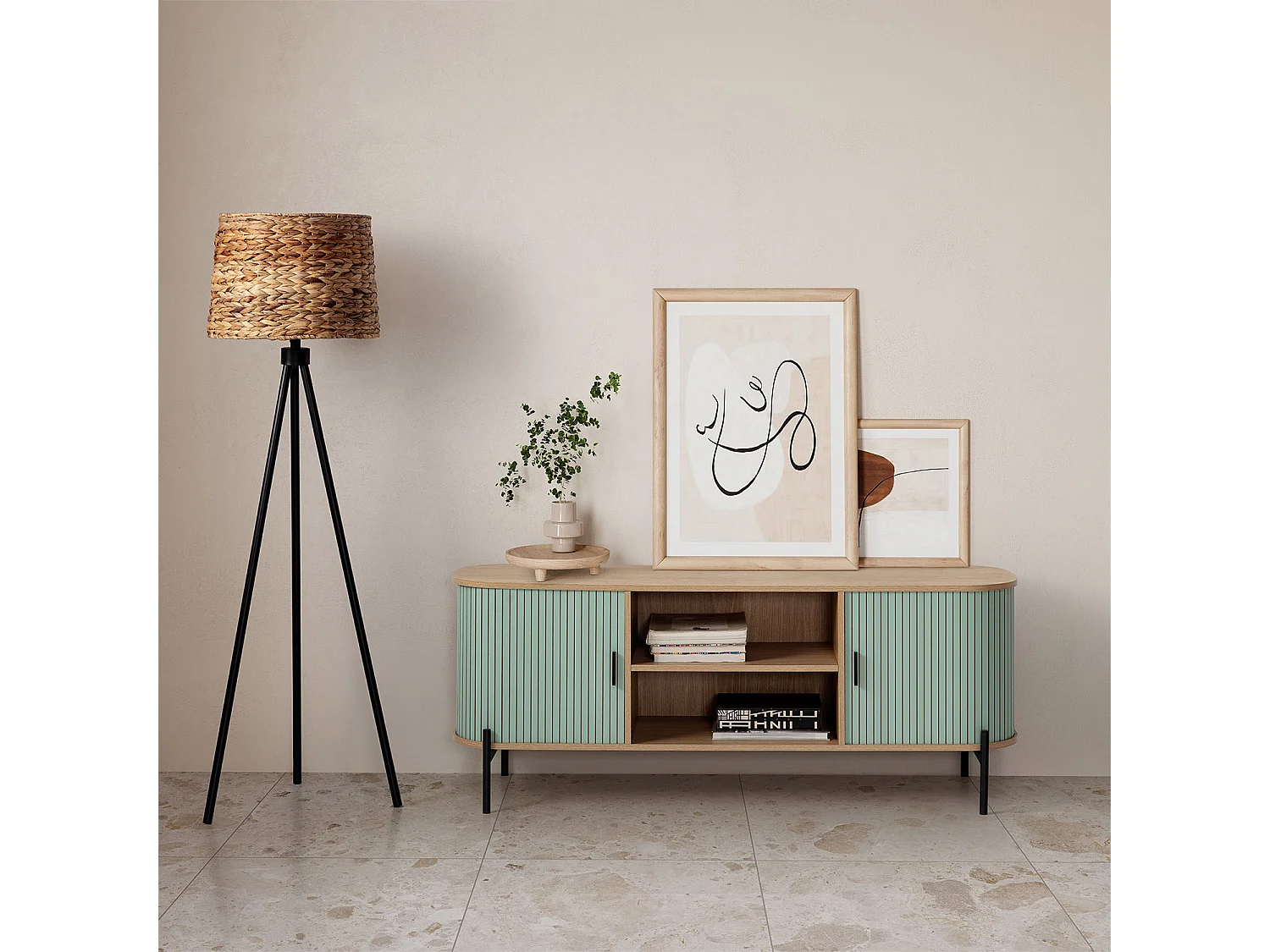 Mueble Tv Mónaco 2 puertas color Azul