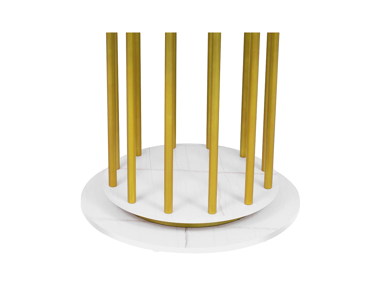 Table à manger ronde - Cadre en métal - placage à motif marbre - 2 à 4 personnes - Blanc & Doré