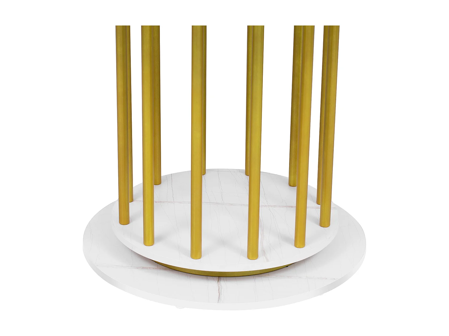 Ronde eettafel - Metal frame - Marmer fineer - 2 tot 4 personen - Wit & Goud