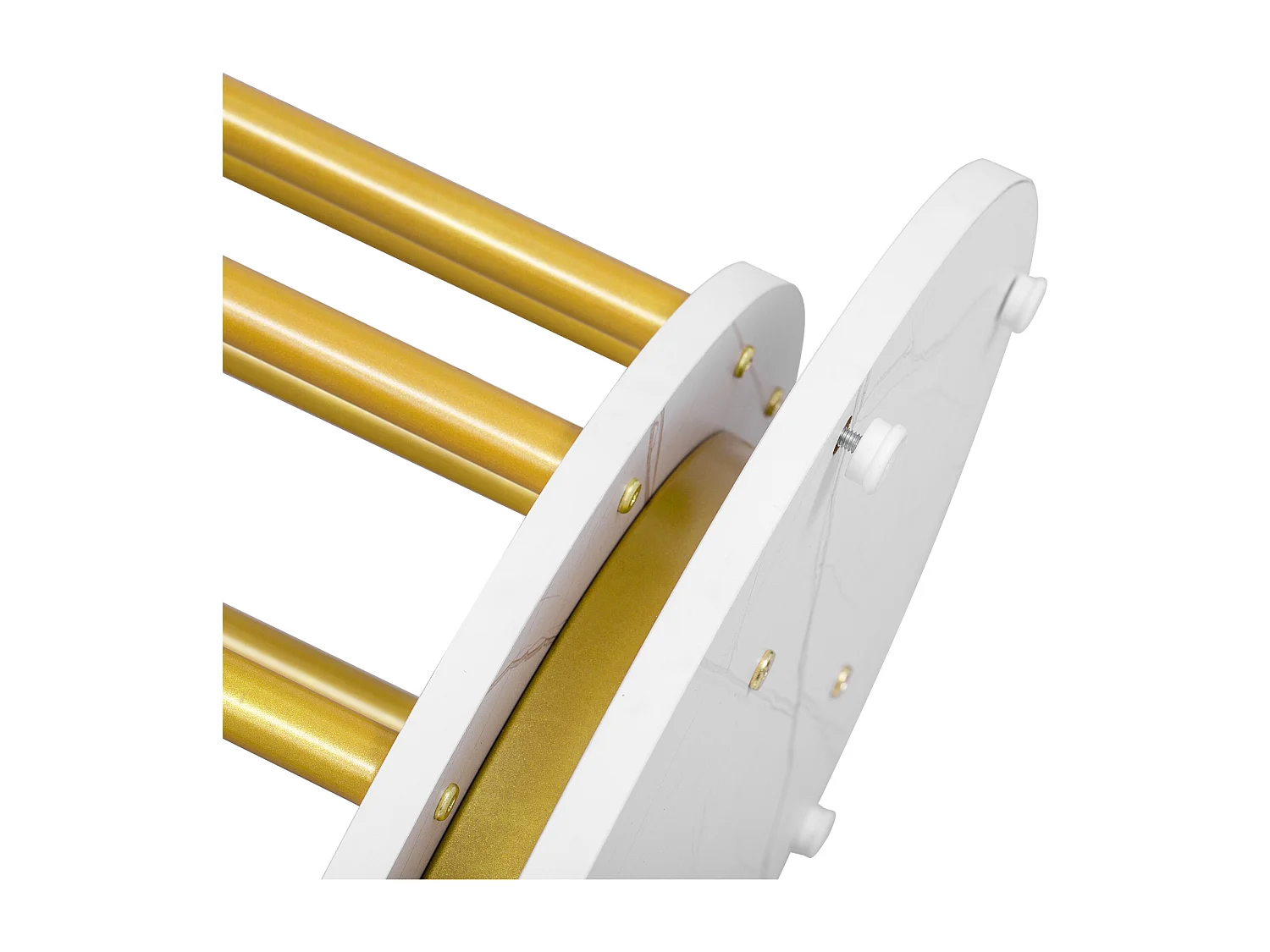 Ronde eettafel - Metal frame - Marmer fineer - 2 tot 4 personen - Wit & Goud