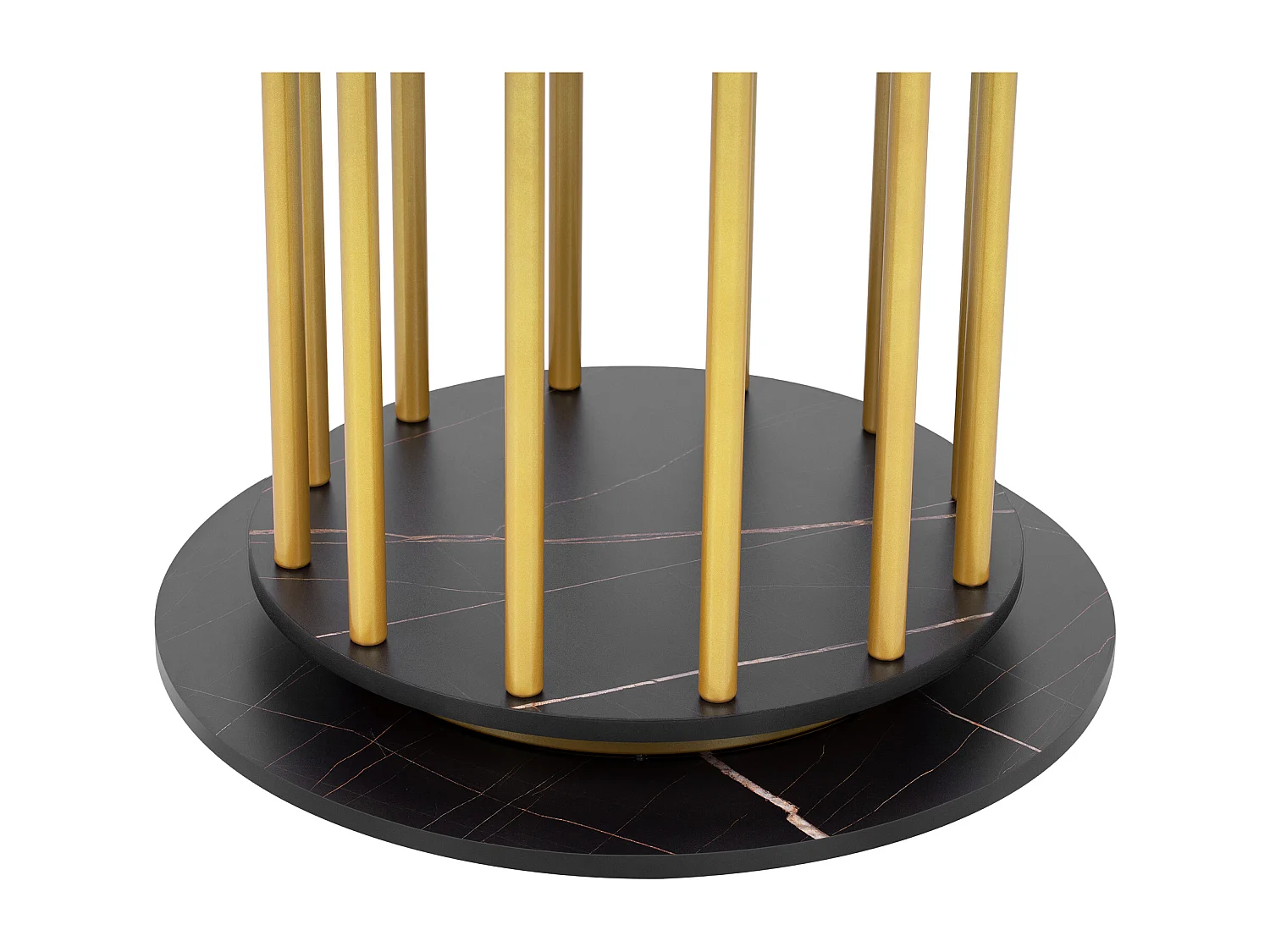 Ronde eettafel - Metal frame - Marmer fineer - 2 tot 4 personen - Zwart & Goud