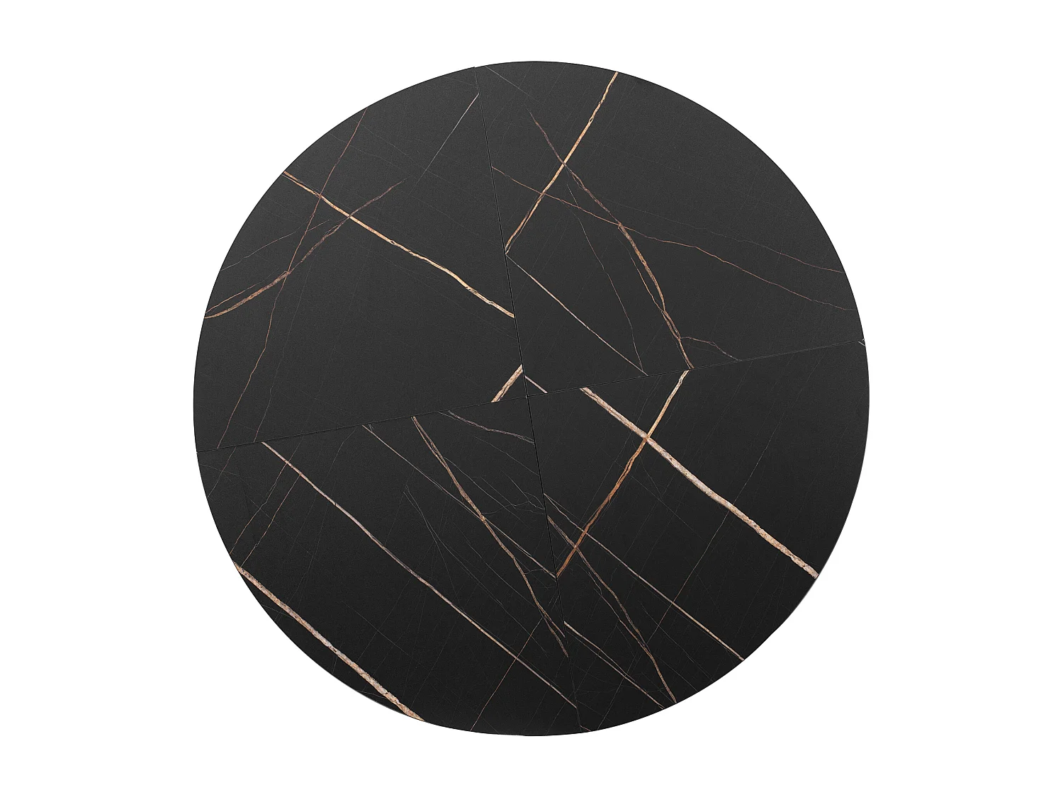 Ronde eettafel - Metal frame - Marmer fineer - 2 tot 4 personen - Zwart & Goud