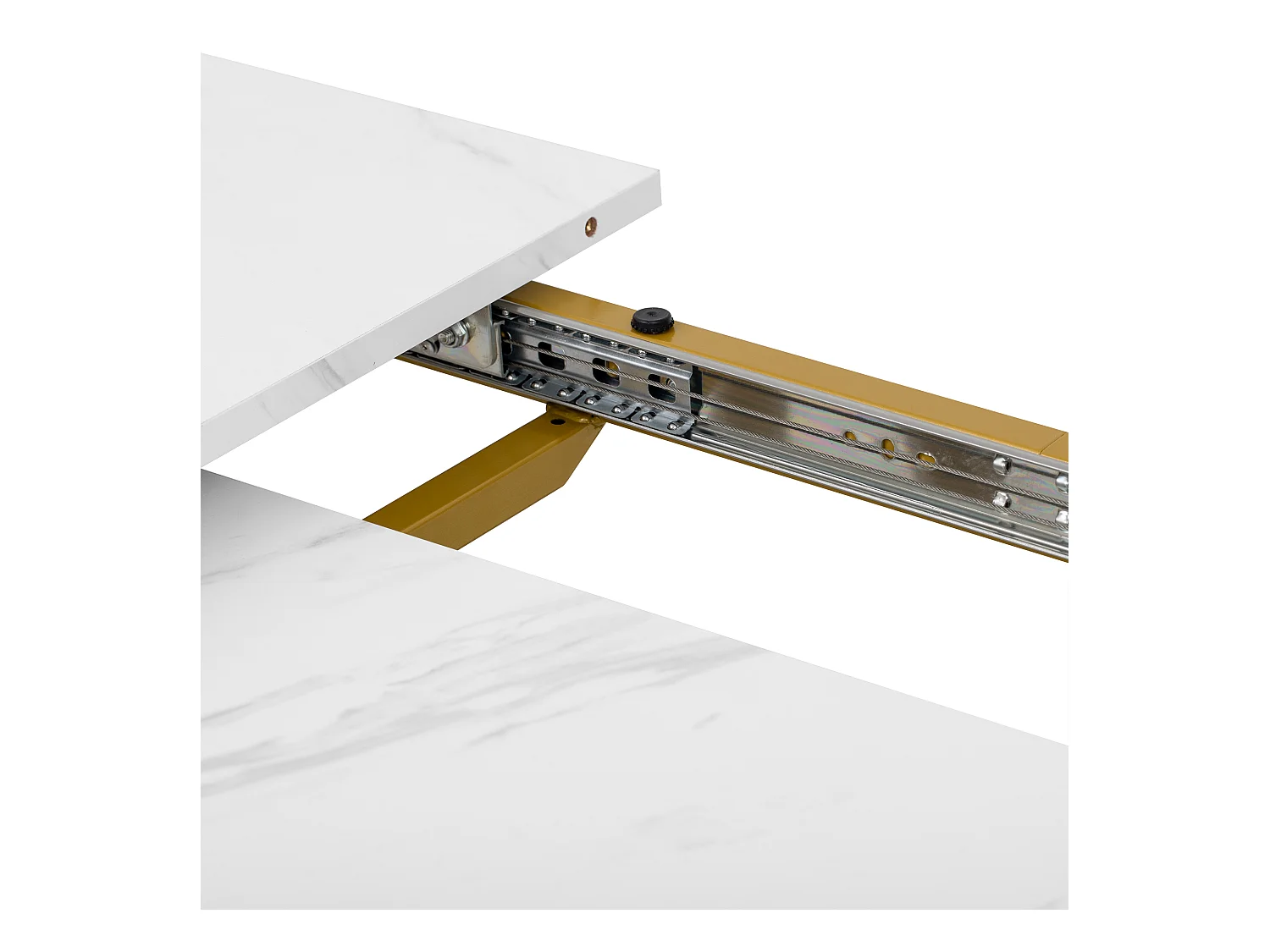 Table à manger extensible - plateau effet marbre - 6 à 8 personnes- Blanc+Doré