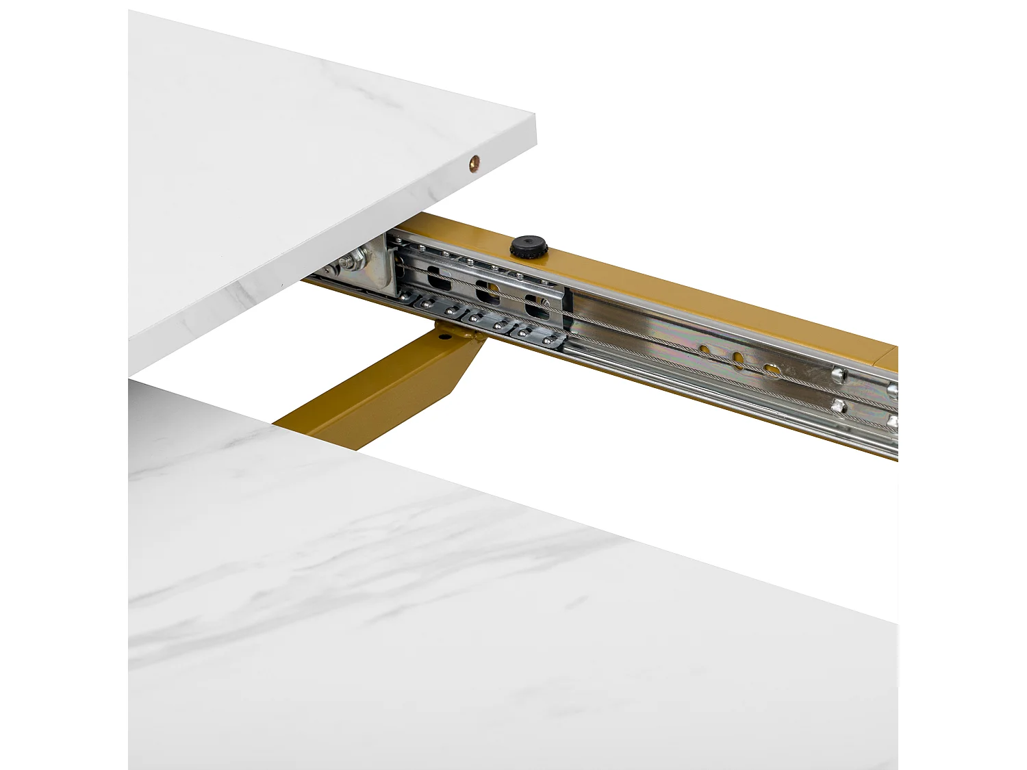 Table à manger extensible - plateau effet marbre - 6 à 8 personnes- Blanc+Doré