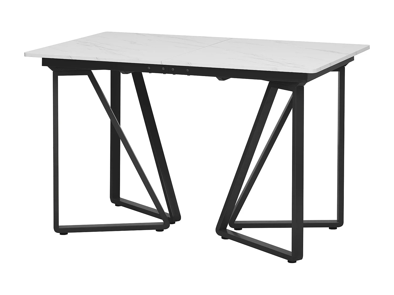 Stół jadalniany rozsuwany - blat imitujący marmur - dla 6-8 osób - biały+czarny