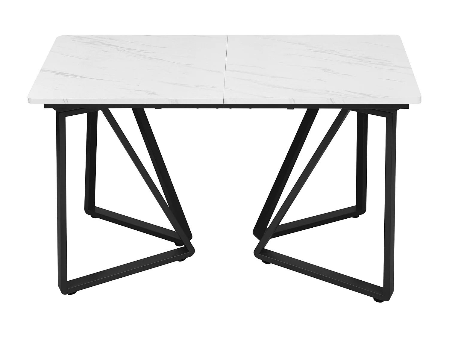 Stół jadalniany rozsuwany - blat imitujący marmur - dla 6-8 osób - biały+czarny
