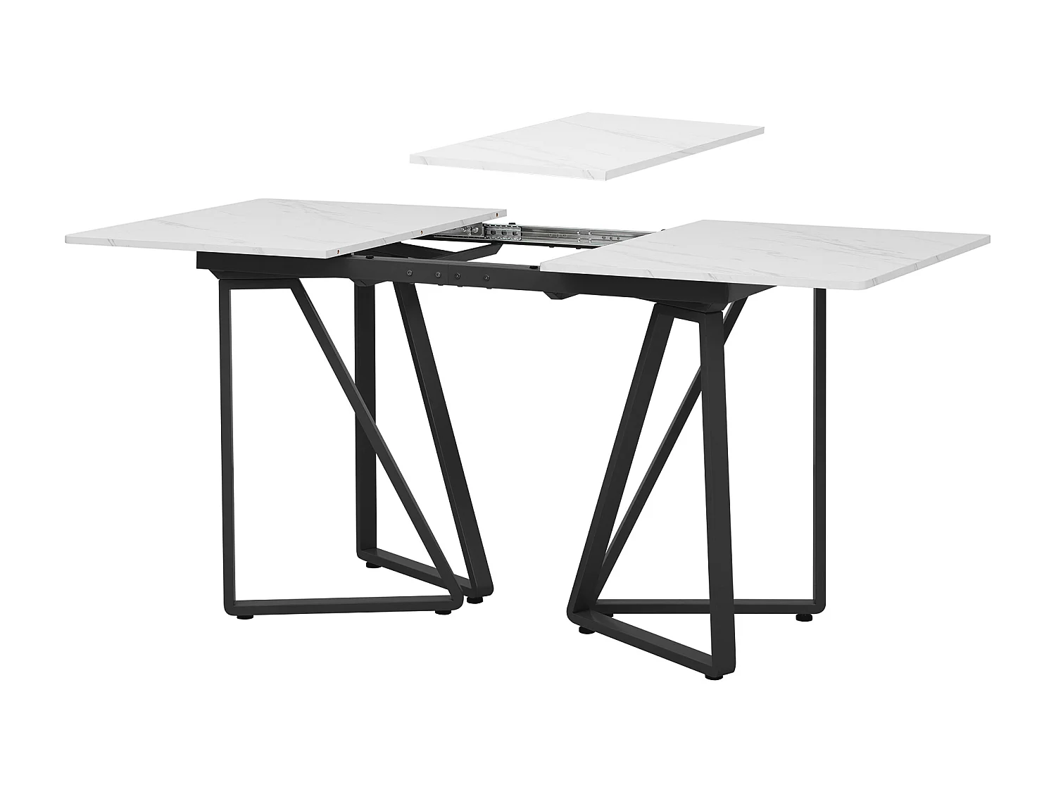 Stół jadalniany rozsuwany - blat imitujący marmur - dla 6-8 osób - biały+czarny