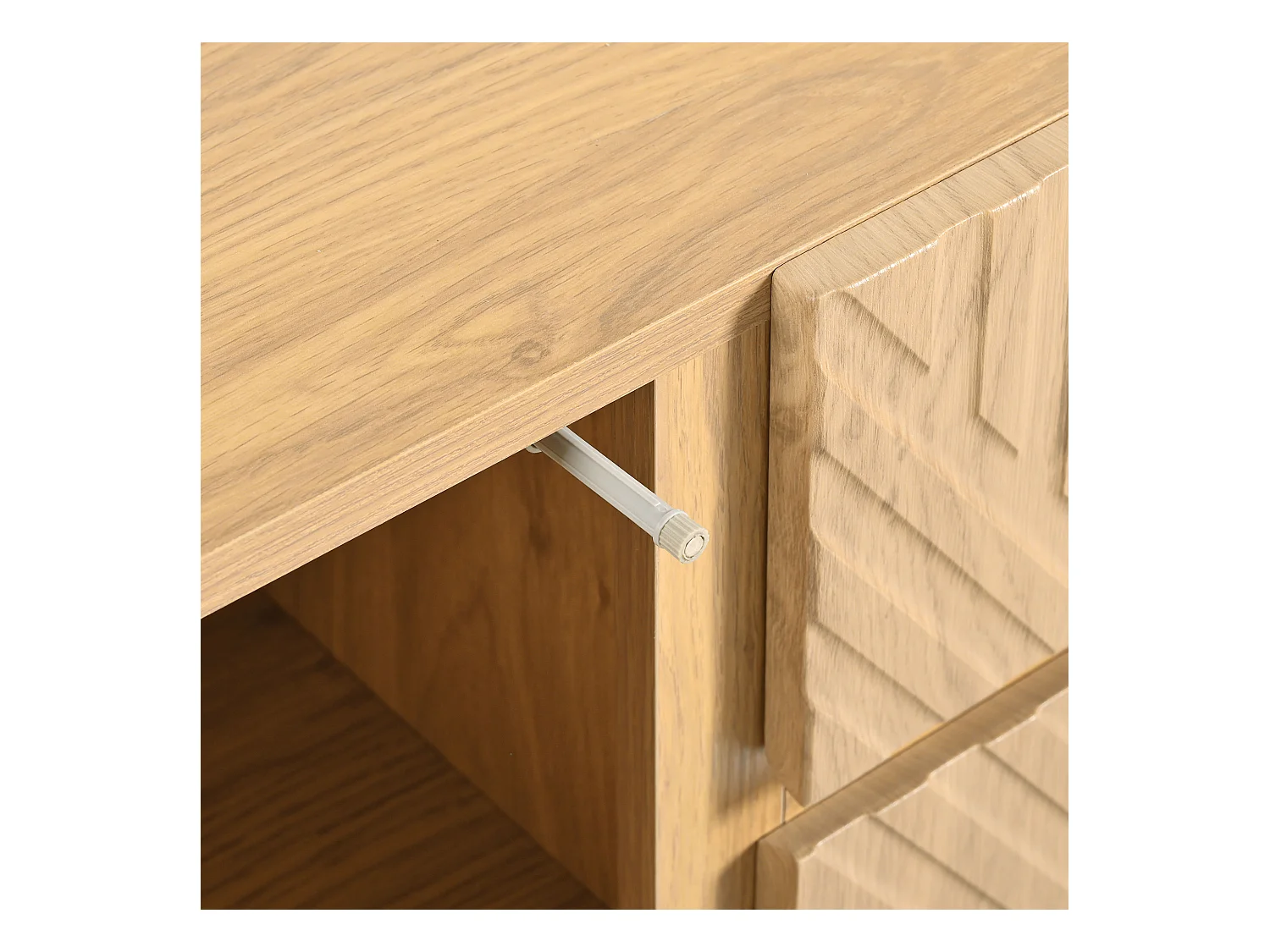 Buffet moderno 150×40×75 cm - con 2 puertas y 3 cajones - patas de metal - panel de partículas - natural