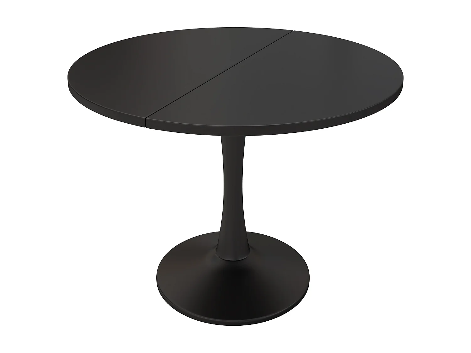 Ausziehbarer ovaler Esstisch - 100/140 x 100 x 75 cm - MDF - Schwarz