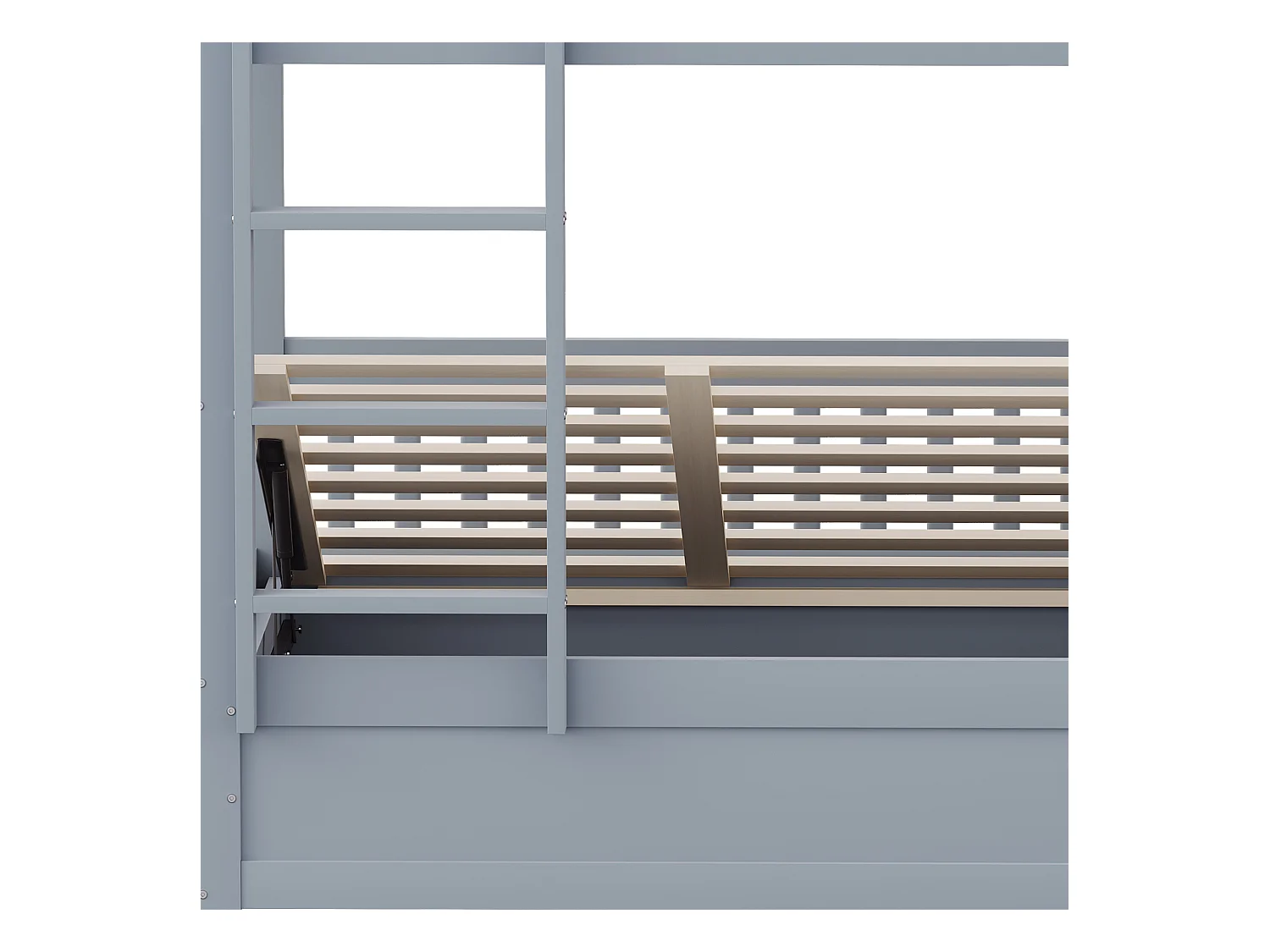 Lit superposé enfant 90x200cm - Bois massif - Lit coffre en dessous - gris (matelas non inclus)