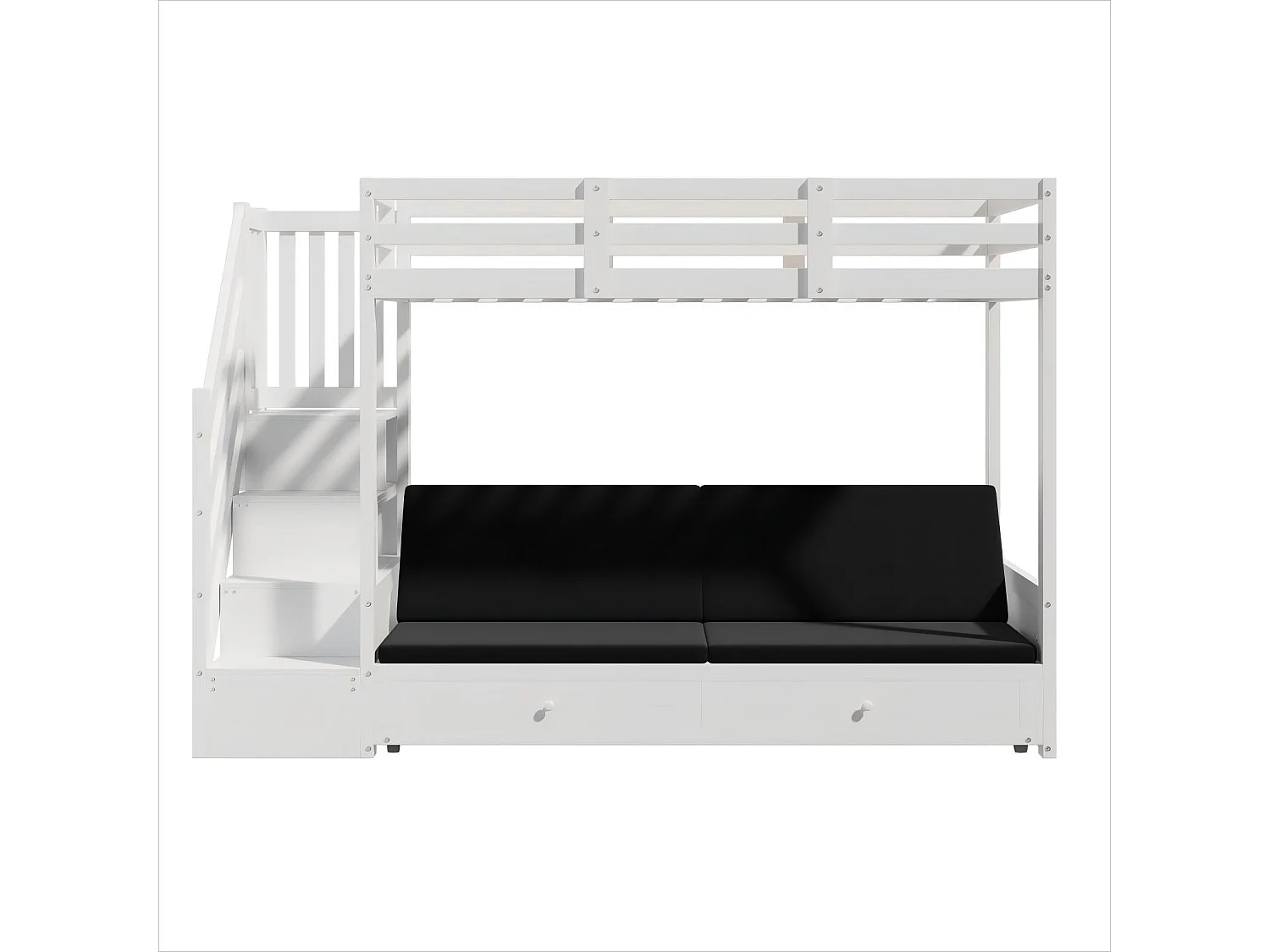 Beliche 90x200 cm - com escada com gaveta e grade de proteção - com 2 gavetas - Branco (sem colchão)