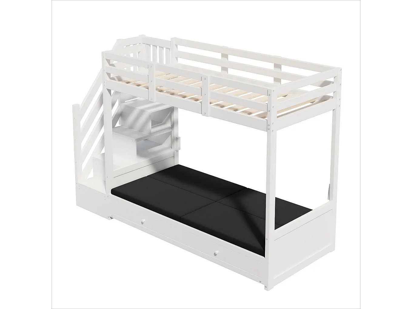 Beliche 90x200 cm - com escada com gaveta e grade de proteção - com 2 gavetas - Branco (sem colchão)
