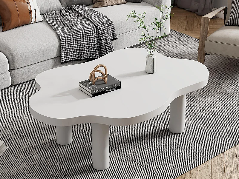 Table basse Cloud - Design simple - Design irrégulier - MDF - Blanc