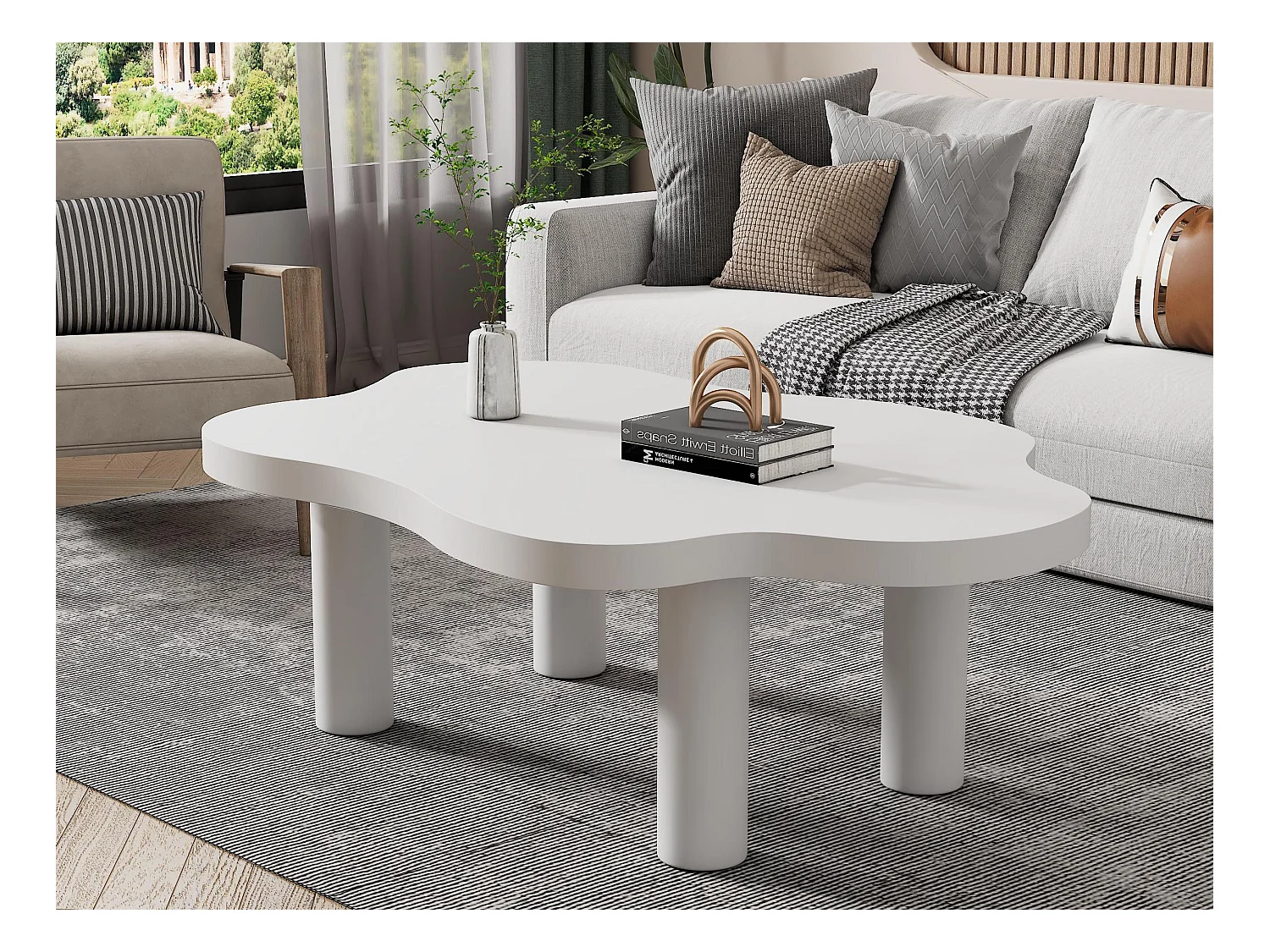 Mesa de centro Cloud - Diseño simple - Diseño irregular - MDF - Blanco