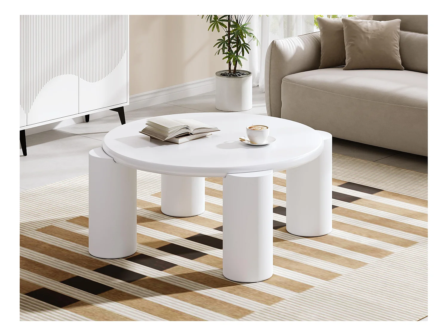 Table basse moderne - Avec 4 pieds robustes - Blanc