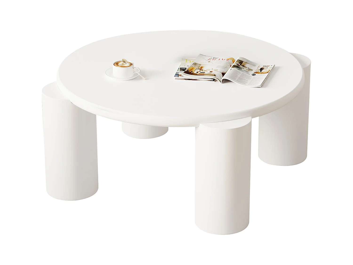 Table basse moderne - Avec 4 pieds robustes - Blanc