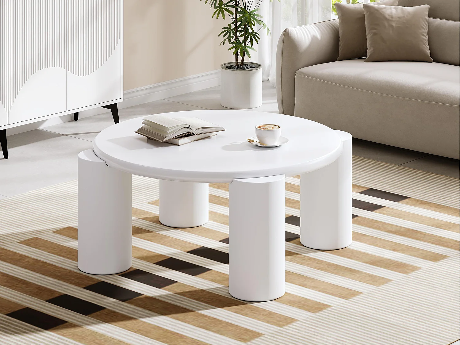 Table basse moderne - Avec 4 pieds robustes - Blanc