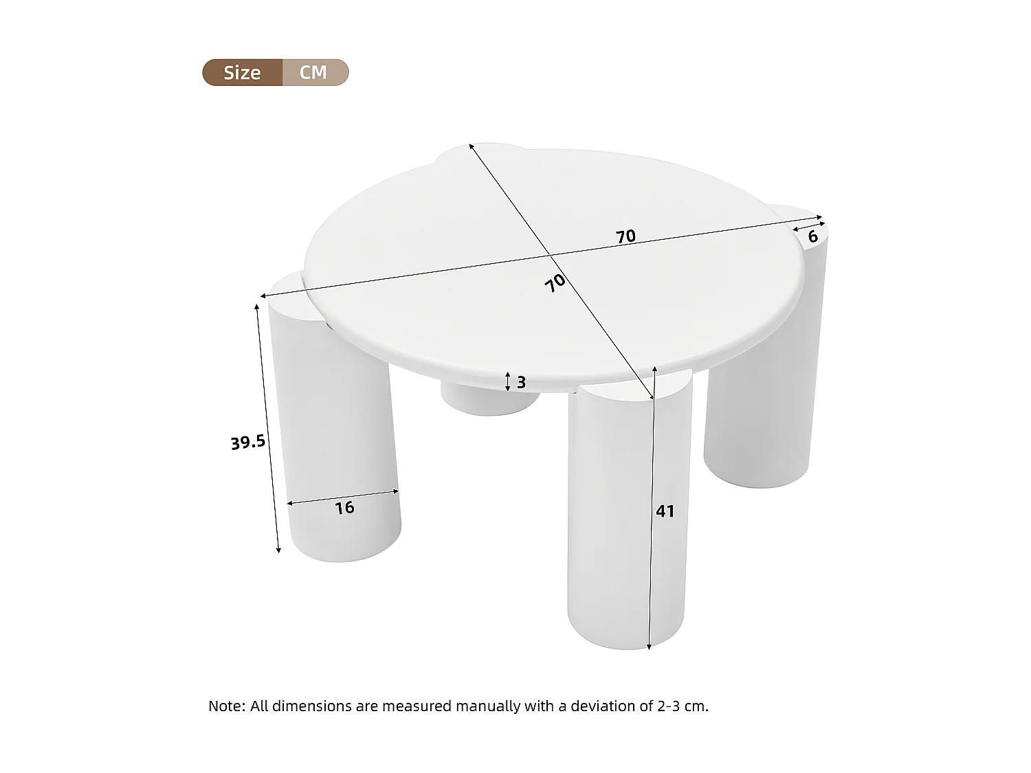 Table basse moderne - Avec 4 pieds robustes - Blanc
