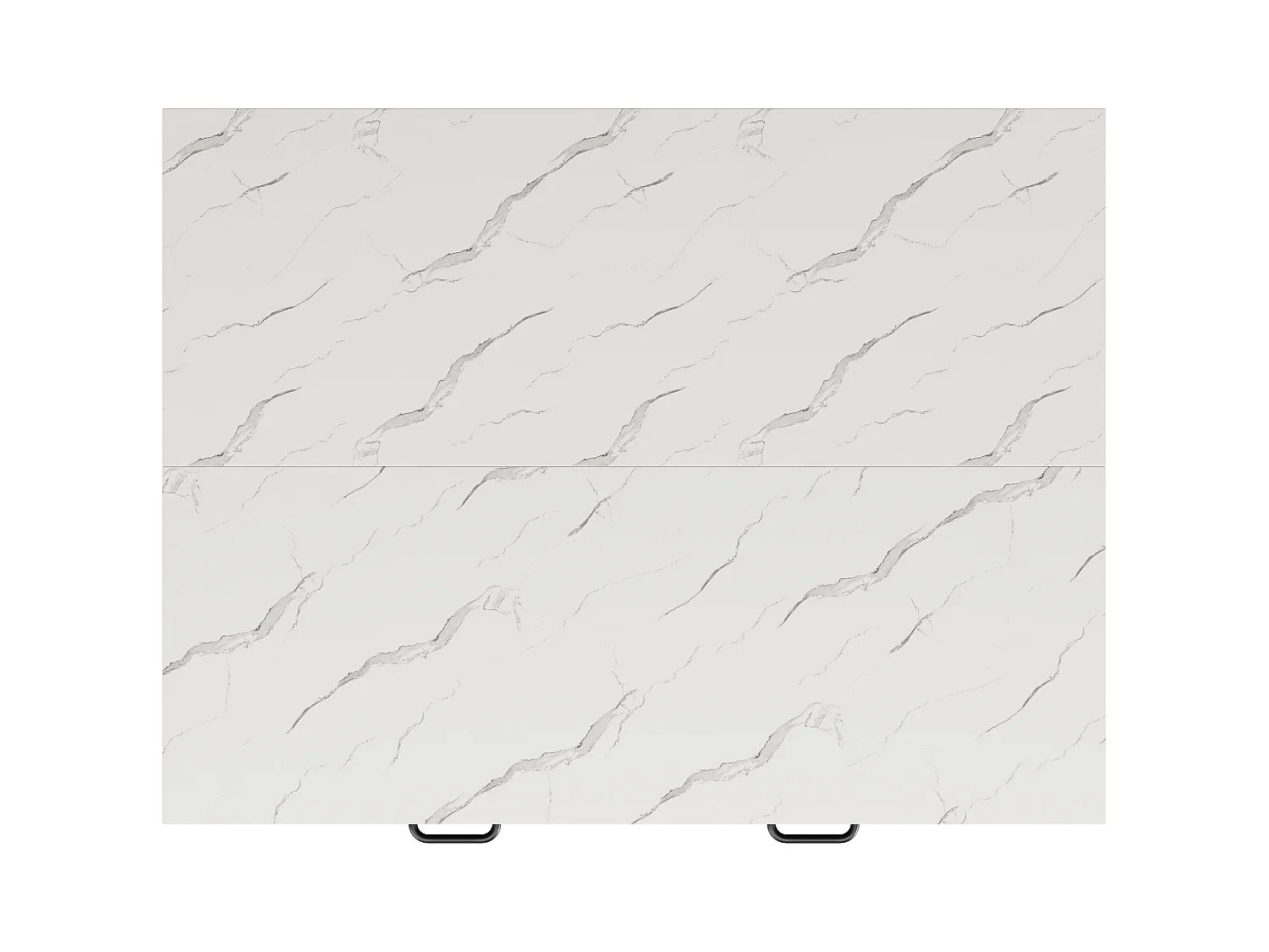 Ilot central de cuisine - 2 tiroirs et 2 portes - Texture de marbre - MDF - noir + blanc