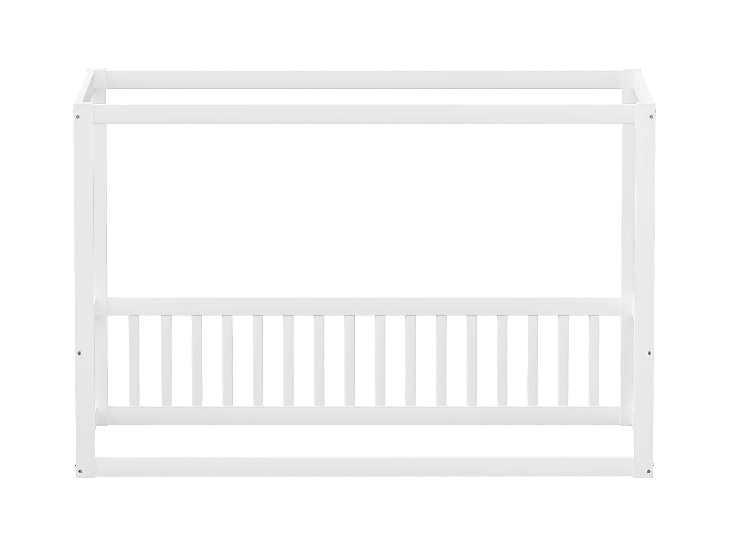 Lit cabane enfant 90x200cm - sommier à lattes - lit en bois massif - blanc (matelas non inclus)