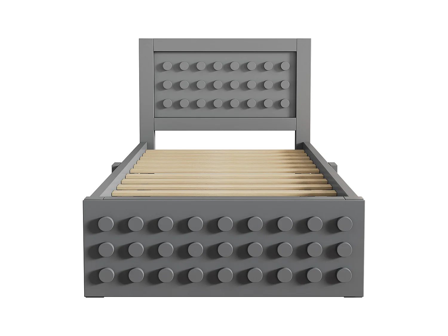 Lit enfant 90x200 cm - avec tiroirs et rangement sous le lit - avec sommier à lattes - MDF - Gris(sans matelas)