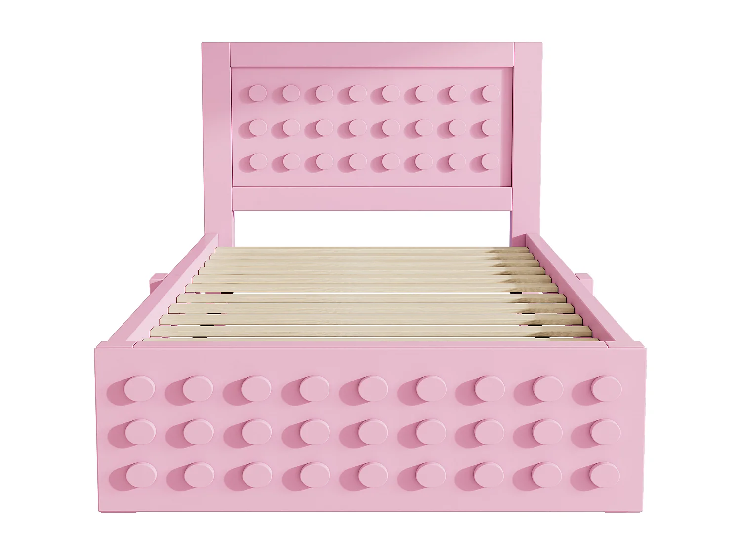 Cama infantil 90x200 cm - con cajones y almacenamiento bajo la cama - con somier de láminas - MDF - Rosa (sin colchón)