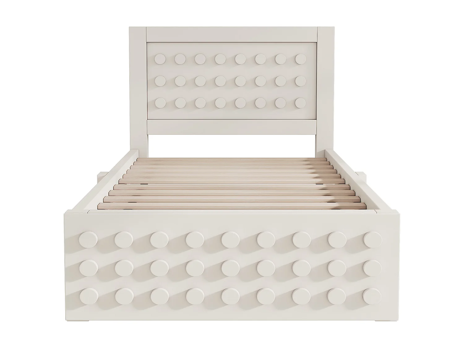 Cama infantil 90x200 cm - con cajones y almacenamiento bajo la cama - con somier de láminas - MDF - Blanco (sin colchón)