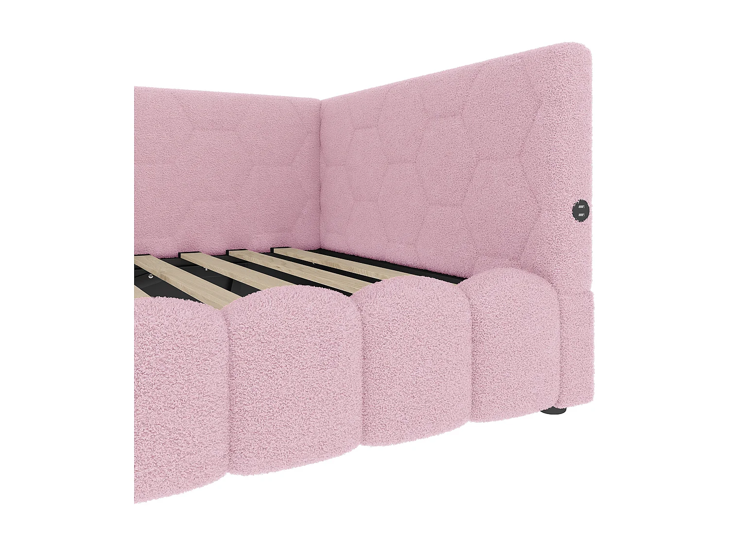 Sofá-cama com baú 90x200 cm - com iluminação LED - com USB + Type-C - rosa (sem colchão)