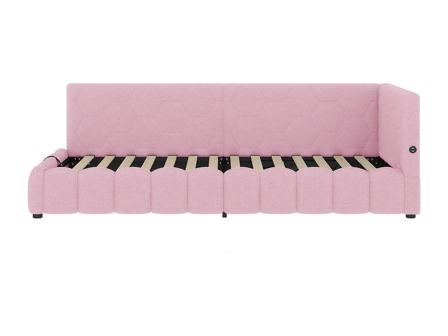 Sofá-cama com baú 90x200 cm - com iluminação LED - com USB + Type-C - rosa (sem colchão)
