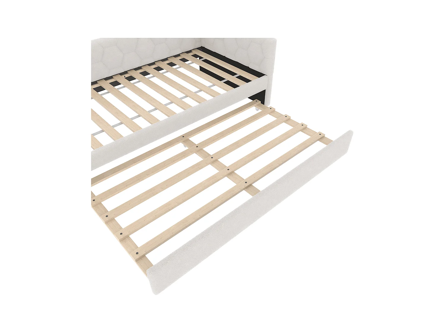 Canapé-lit 90x200 cm - avec lit gigogne - avec port USB + Type-C - blanc (sans matelas)