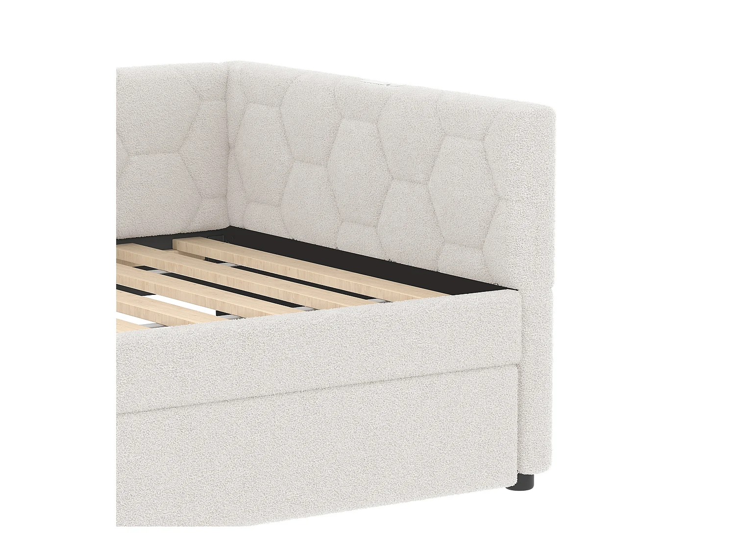 Canapé-lit 90x200 cm - avec lit gigogne - avec port USB + Type-C - blanc (sans matelas)