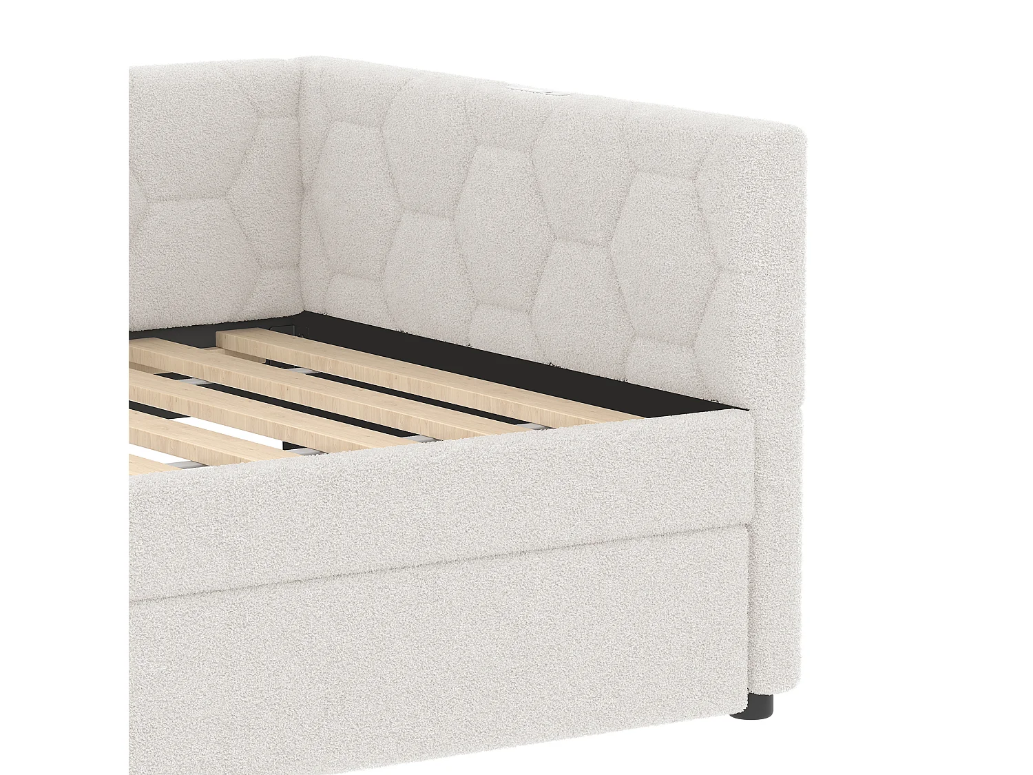 Canapé-lit 90x200 cm - avec lit gigogne - avec port USB + Type-C - blanc (sans matelas)