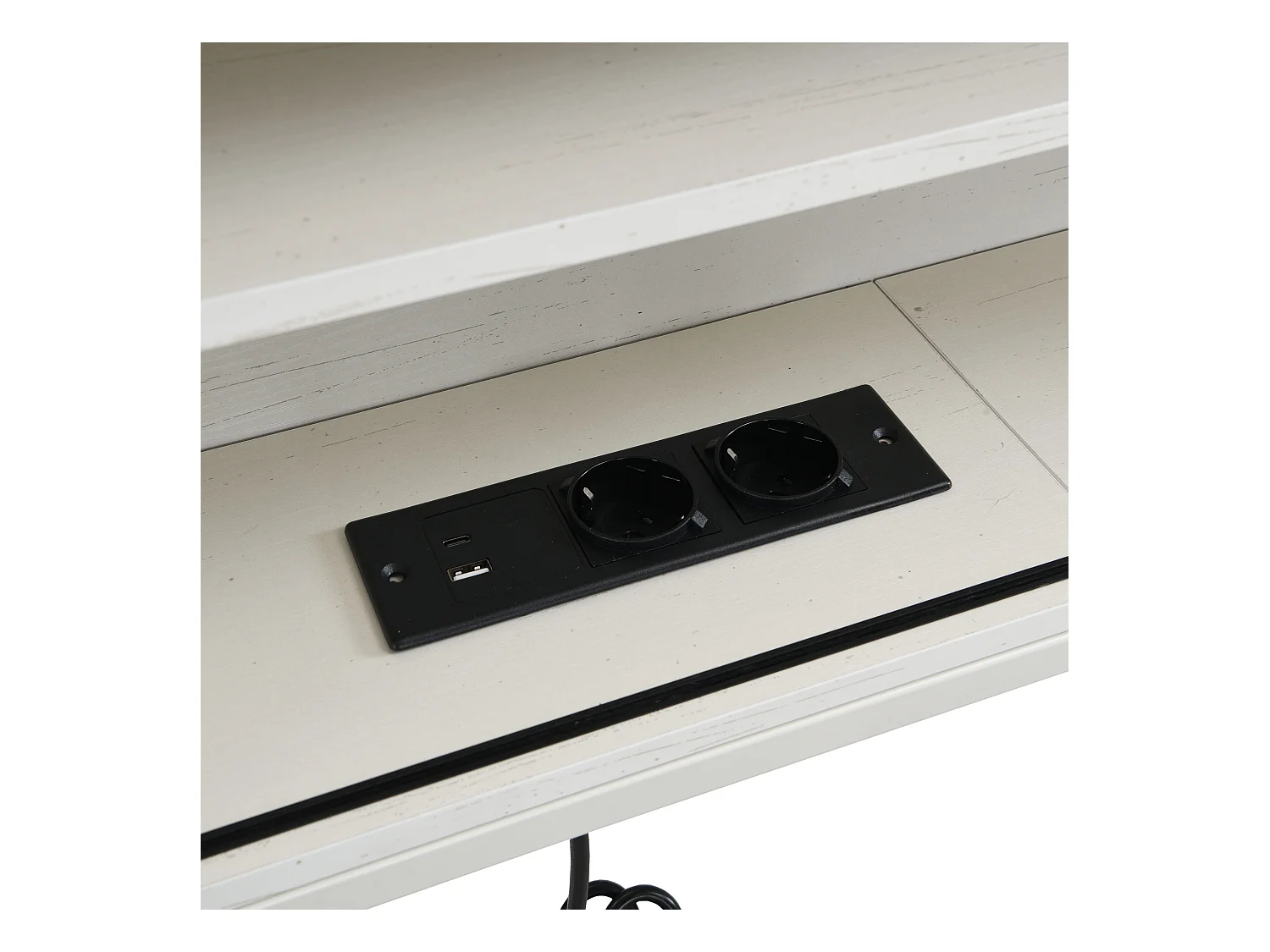 Canapé-lit en fer forgé 90x200cm - avec lit gigogne - avec compartiment de rangement + prise multifonction - blanc