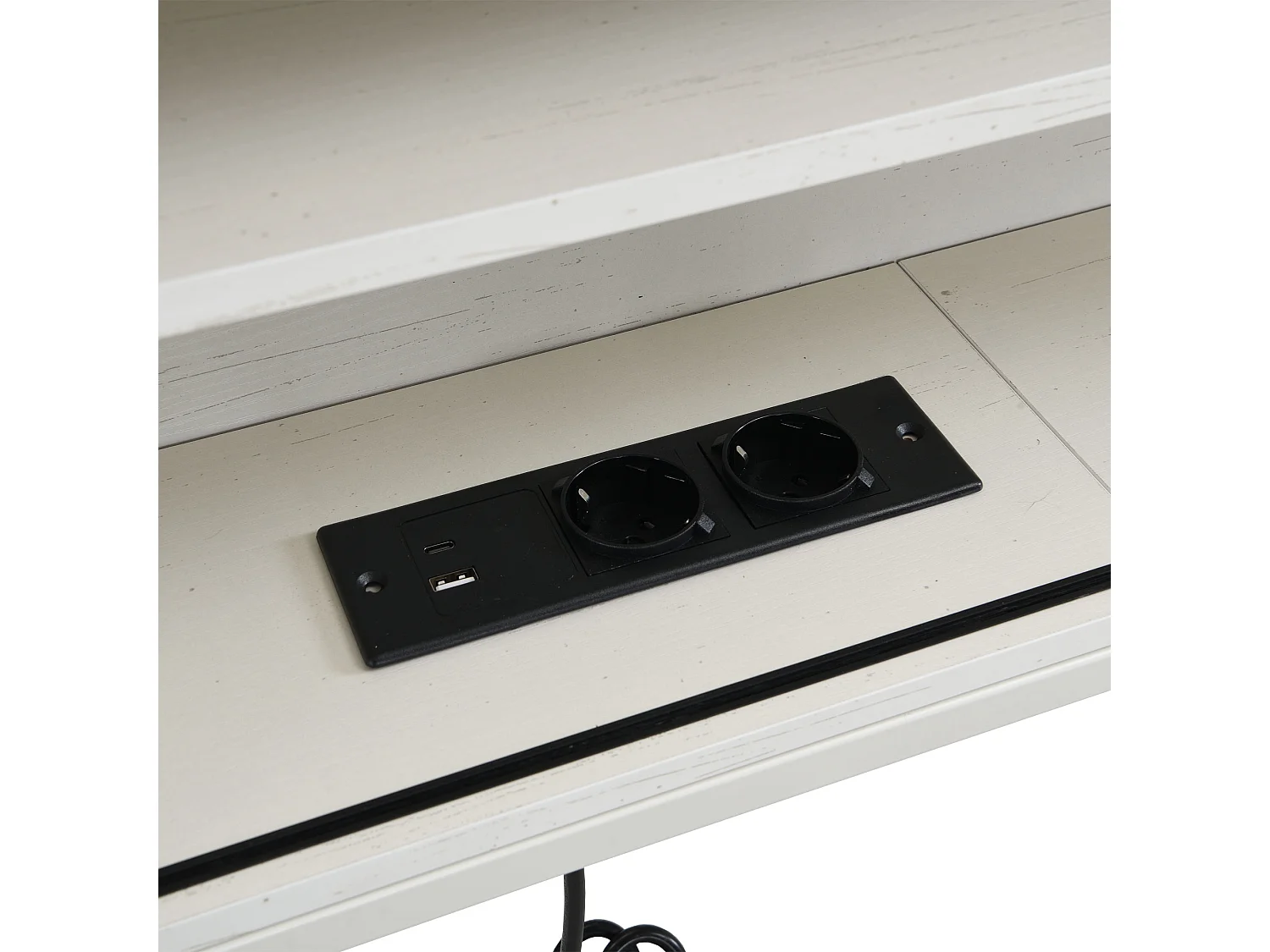 Slaapbank van smeedijzer 90×200 cm - met opbergbed - met opbergruimte + multifunctioneel stopcontact - wit