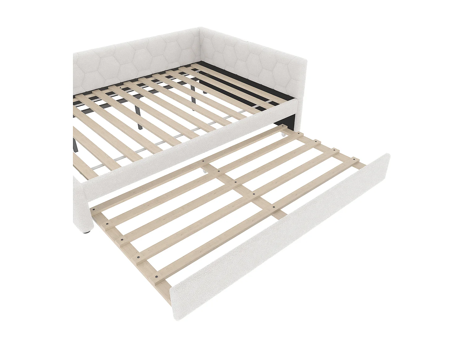 Sofabett 140×200 cm - mit Nestbett - mit USB-Anschluss + Type-C - weiß (ohne Matratze)