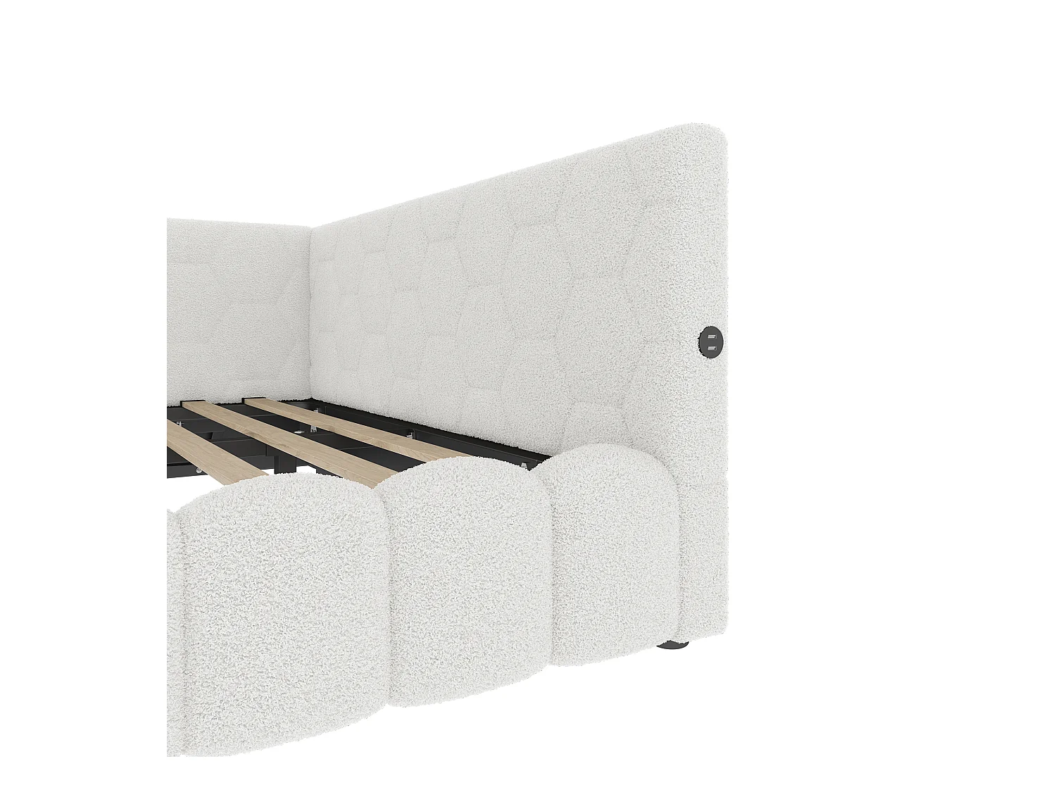 Canapé-lit coffre 140x200 cm - avec éclairage LED - avec USB + Type-C - blanc (sans matelas)