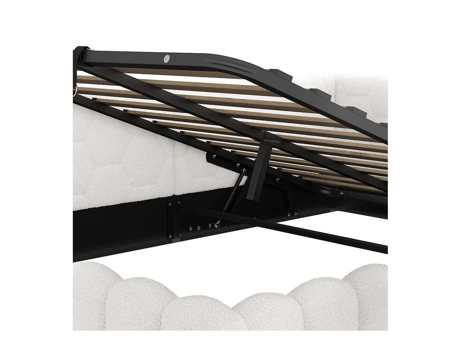 Canapé-lit coffre 140x200 cm - avec éclairage LED - avec USB + Type-C - blanc (sans matelas)