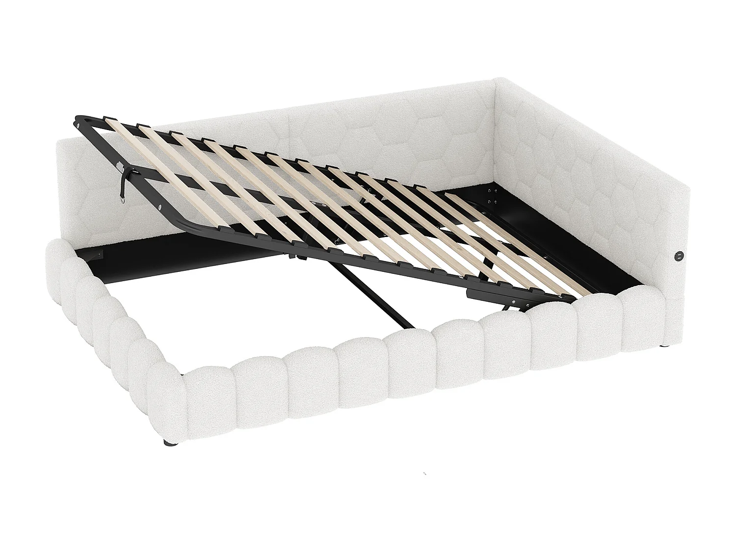 Ausziehbares Sofabett 140x200 cm - mit LED-Beleuchtung - mit USB + Type-C - weiß (ohne Matratze)