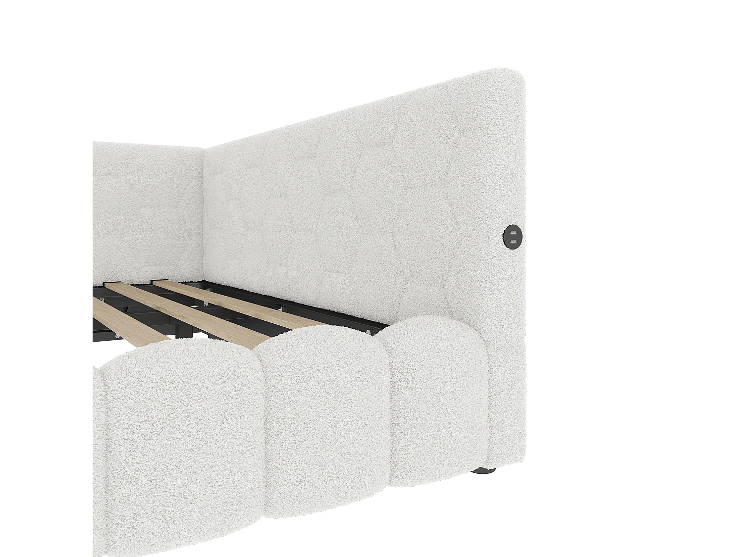 Ausziehbares Sofabett 140x200 cm - mit LED-Beleuchtung - mit USB + Type-C - weiß (ohne Matratze)
