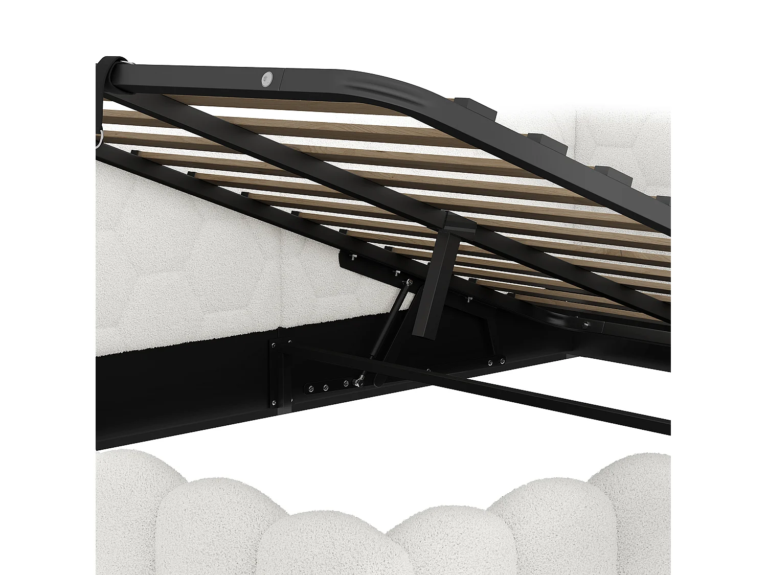 Ausziehbares Sofabett 140x200 cm - mit LED-Beleuchtung - mit USB + Type-C - weiß (ohne Matratze)