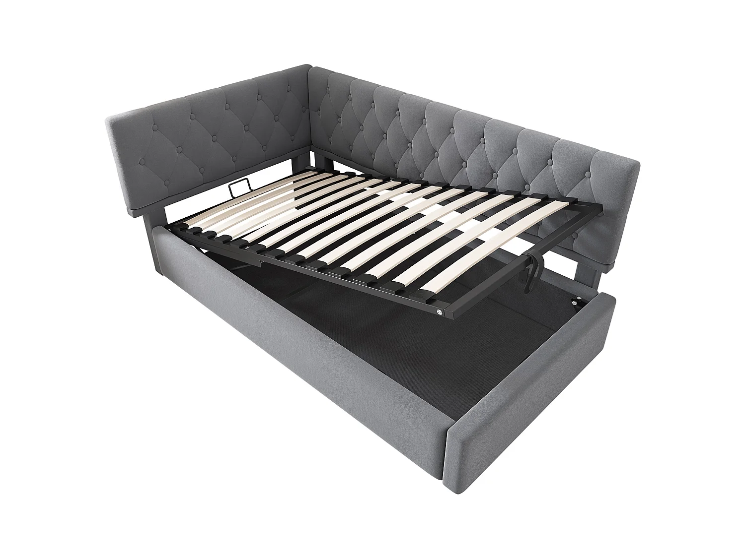 Sofa z łóżkiem 90×200 cm - z welurową tkaniną - ze stelażem listwowym - szary (bez materaca)