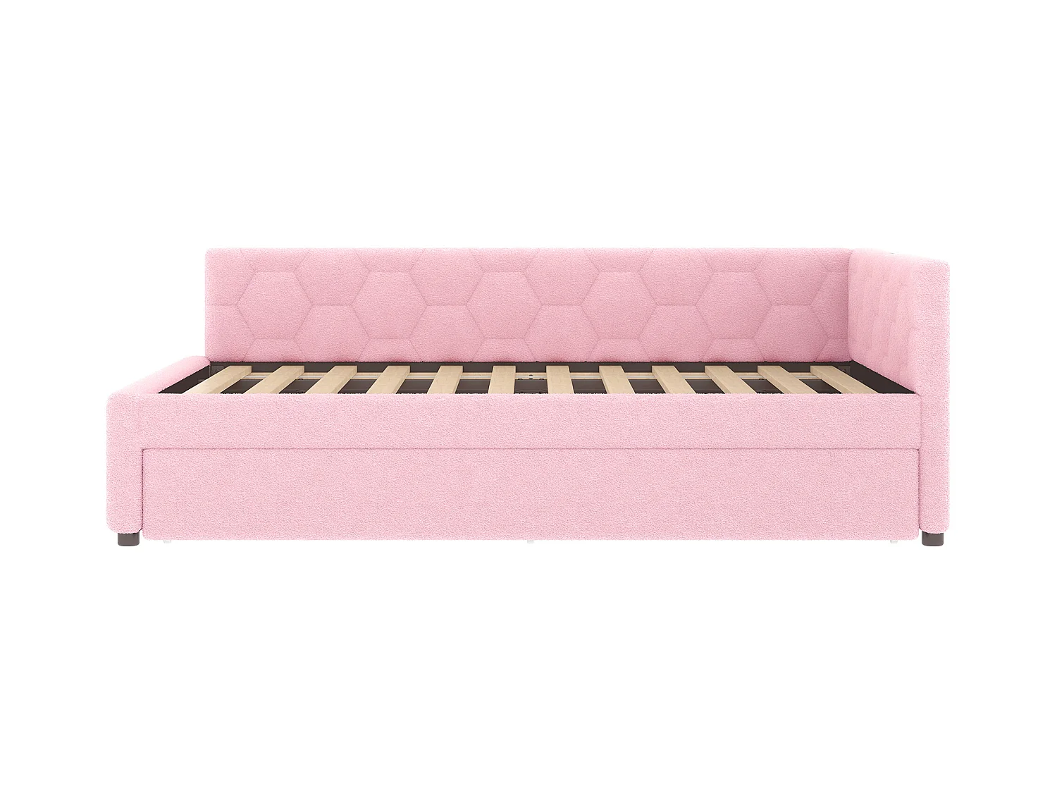 Canapé-lit 140x200 cm - avec lit gigogne - avec port USB + Type-C - rose (sans matelas)