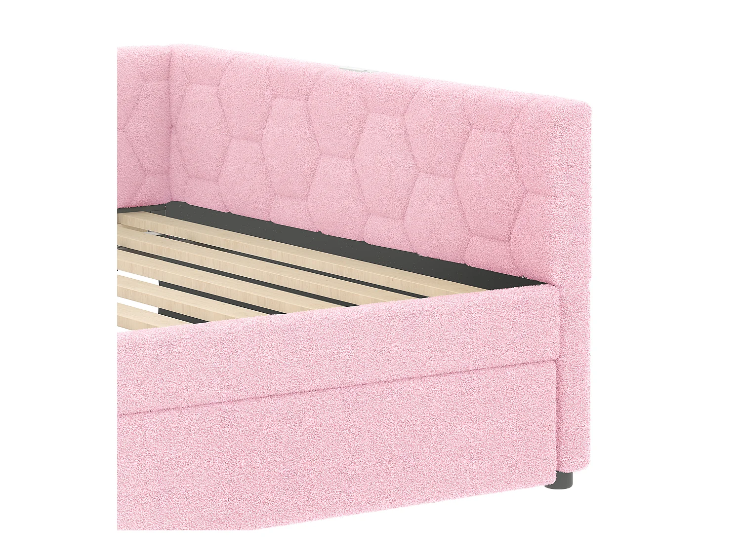 Canapé-lit 140x200 cm - avec lit gigogne - avec port USB + Type-C - rose (sans matelas)