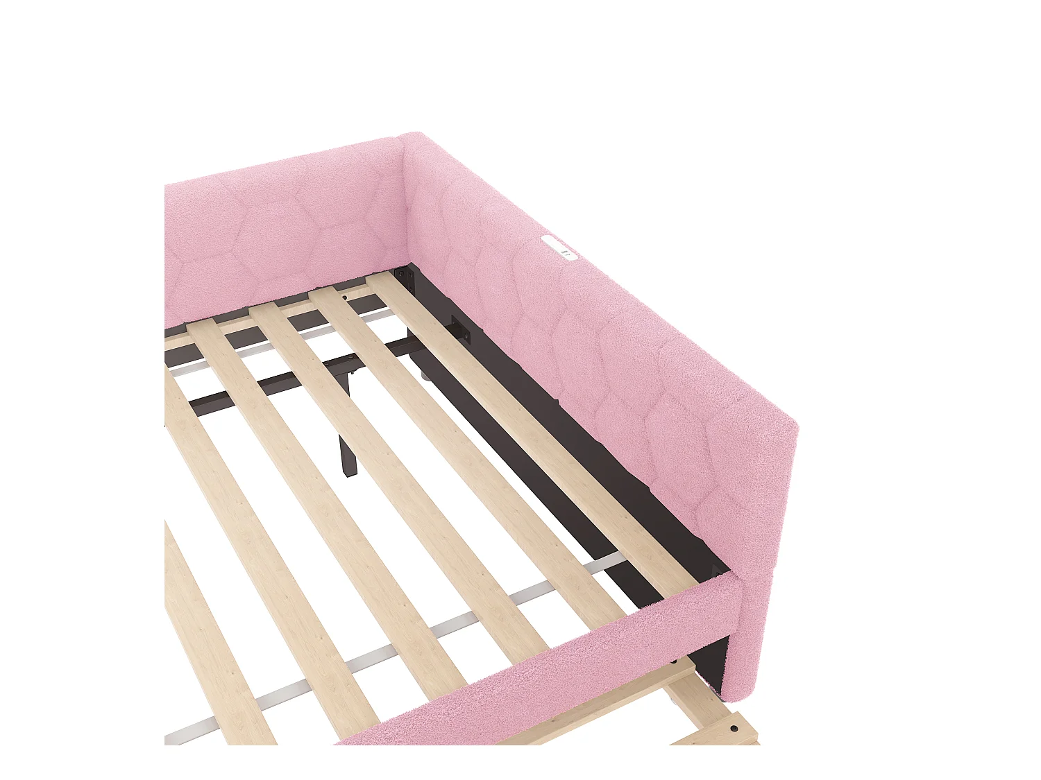 Canapé-lit 140x200 cm - avec lit gigogne - avec port USB + Type-C - rose (sans matelas)